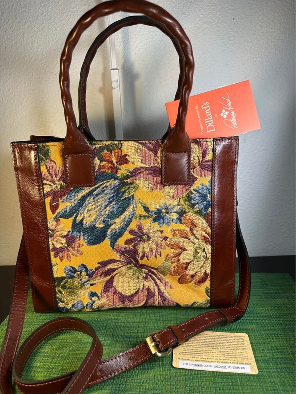 NWT Patricia Nash Curry Tote Bag in Hazelnut Floral Tapestry